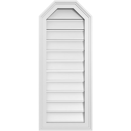Ekena Millwork Octagonal Top Surface Mount PVC Gable Vent w/ 2"W x 1-1/2"P Brickmould Frame, 14"W x 34"H GVPOT14X3402SF